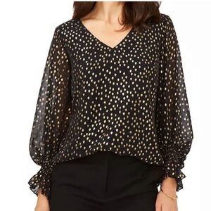 State black gold top puffy balloon sleeves v-neck XS